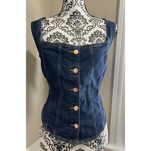 Wrangler x Lainey Wilson Womens Large Blue Denim Button Front Vest